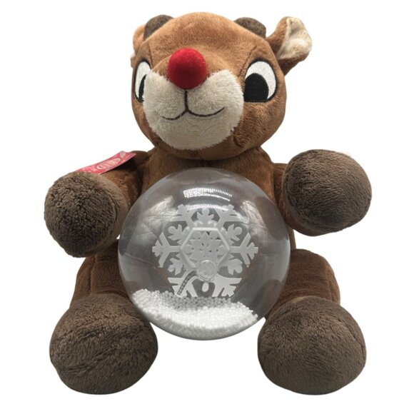 Rudolph The Red-Nosed Reindeer Animated Plush Singing Light Snowglobe READ - Picture 1 of 8